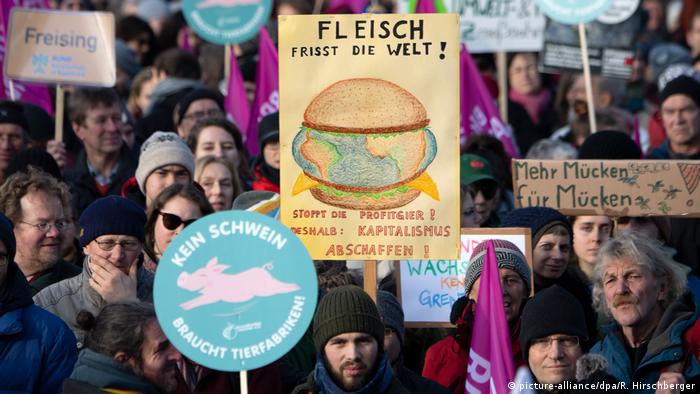 Protesto em Berlim contra o agronegócio