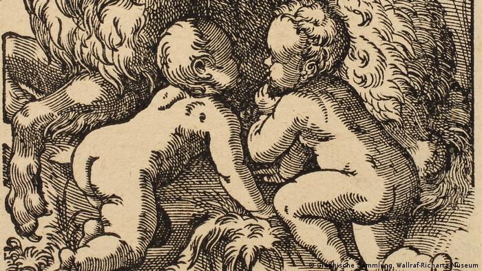 Grafik mit zwei nackten Babies von Jost Amman (1539 – 1591) (Graphische Sammlung, Wallraf-Richartz-Museum)