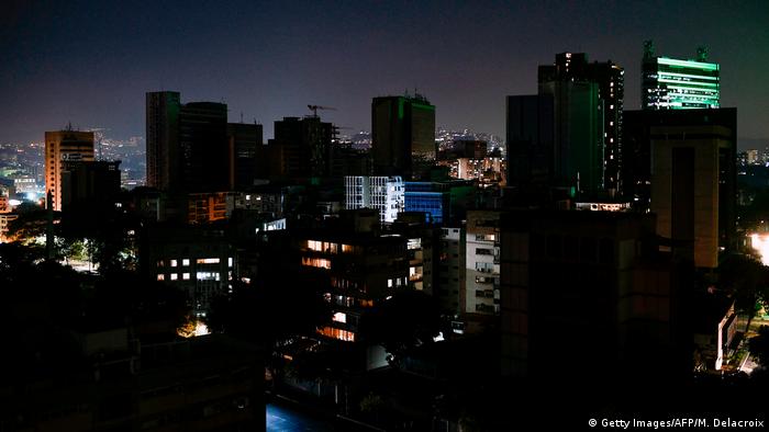 Caracas, Venezuela's capital, was still in the dark on Sunday because of a massive power outage. (Getty Images/AFP/M. Delacroix)