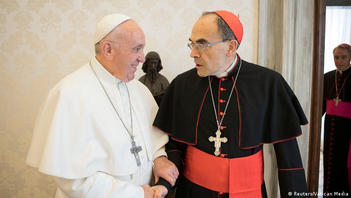 Cardinal Philippe Barbarin with Pope Francis (Reuters/Vatican Media)