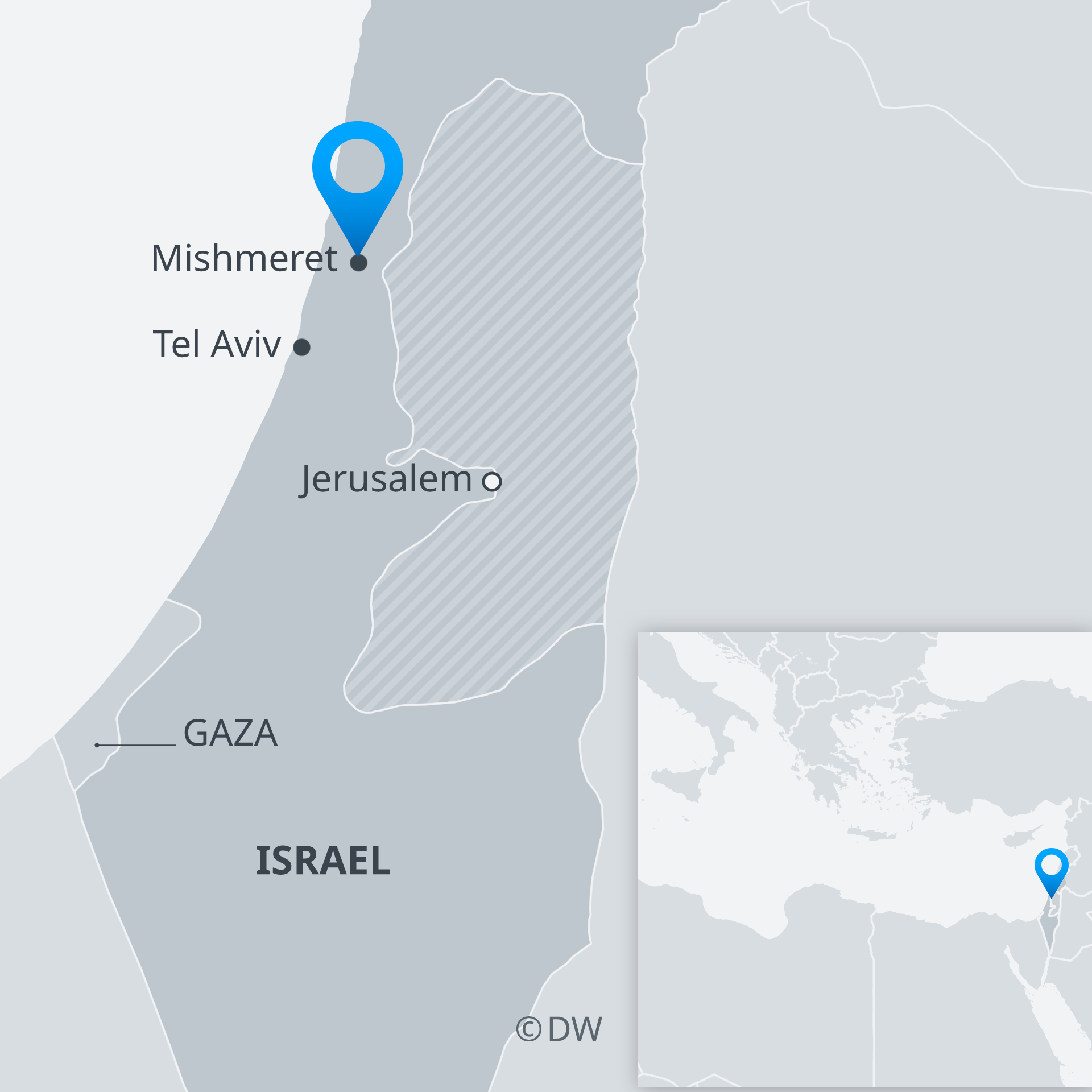 Map of Israel showing Mishmeret