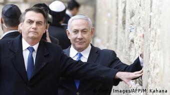 Israel Klagemauer Jerusalem | Netanjahu & Bolsonaro, Präsident Brasilien (Getty Images/AFP/M. Kahana)