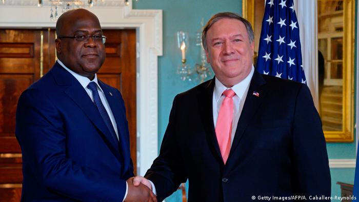 DR Congo President Felix Tshisekedi shakes hands with US Secretary of State Mike Pompeo(Getty Images/AFP/A. Caballero-Reynolds)