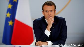 Ο γάλλος πρόεδρος τον περασμένιο Απρίλιο σε συνέντευξη τύπου, όπου ανακοινώνει νέα μέτρα υπό την πίεση των «κίτρινων γιλέκων»