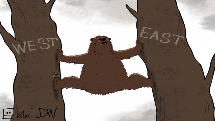 Karikatur von Sergey Elkin zu Russland: Osten und Westen