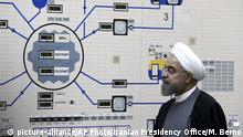 In 2015, President Hassan Rouhani visits the Bushehr nuclear power plant just outside of Bushehr, Iran (picture-alliance/AP Photo/Iranian Presidency Office/M. Berno)