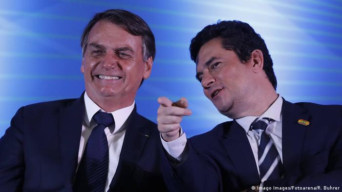 2019 file photo: The President of the Republic, Jair Bolsonaro (PSL) and Minister Sérgio Moro participate in the beginning of the operation of the Integrated Center for Public Security Intelligence of the Southern Region (CIISP-Sul), a structure inaugurated last December at the Iguaçu Palace in Curitiba, PR. (Imago Images/Fotoarena/R. Buhrer)