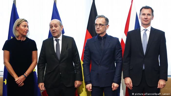 Brüssel Treffen EU-Außenminister Mogherini, Le Drian, Maas und Hunt (picture-alliance/dpa/F. Lenoir)