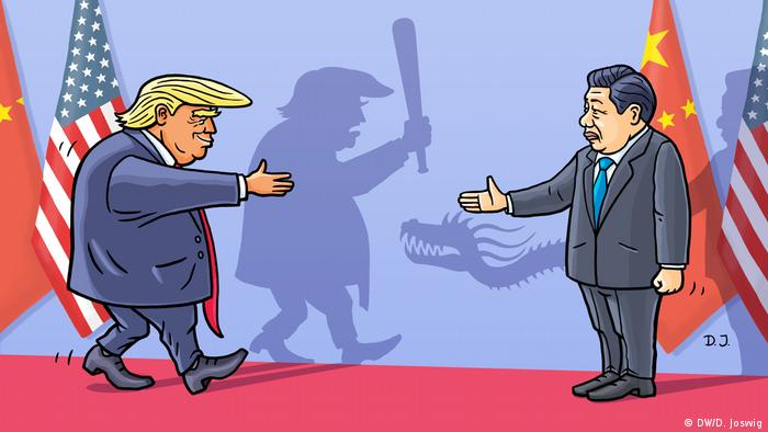 Karikatur von Dominik Joswig Handelsstreit USA-China (DW/D. Joswig)