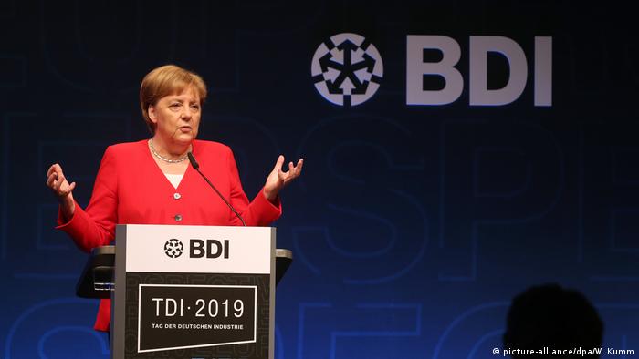 Angela Merkel giving a speech at the German Industry Day