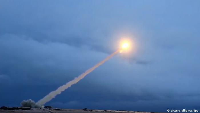 Испытательный запуск ракеты Буревестник, показанный Минобороны РФ в 2018 году