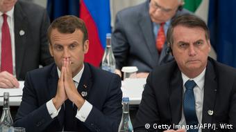 G20-Gipfel in Osaka Emmanuel Macron und Jair Bolsonaro (Getty Images/AFP/J. Witt)