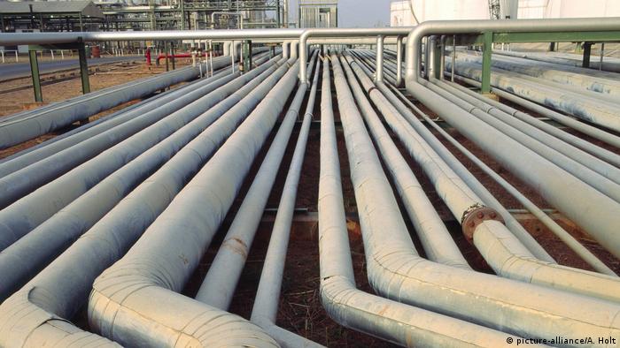 Dozens of oil pipelines at a refinery in Nigeria