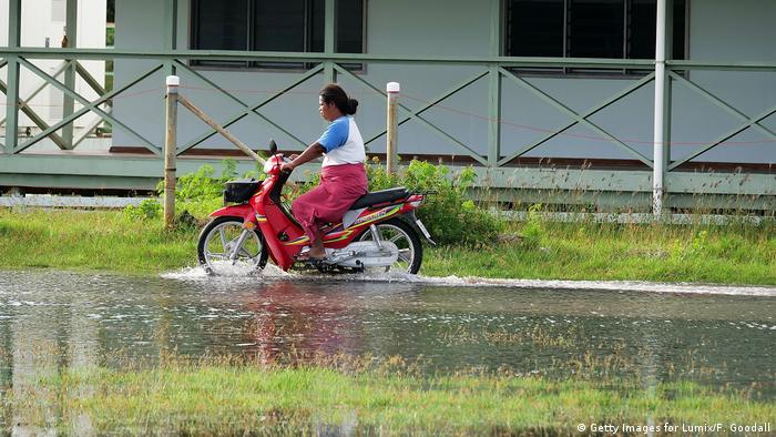 Subida do nível do mar causou inundações em agosto de 2018 em Funafuti, Tuvalu