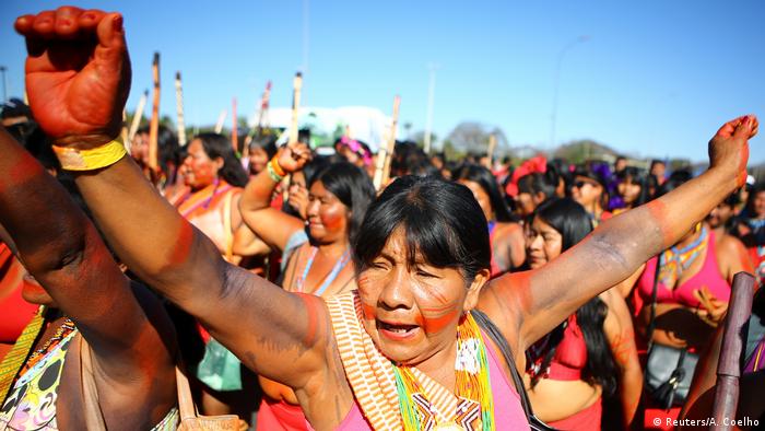 Indigenous women protest in Brasilia, August 2019