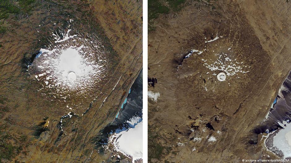 Island Luftaufnahme Gletscher OkjÃ¶kull | 1986 & 2019