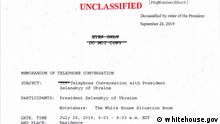 USA Weißes Haus | Protokoll Telefonat Donald Trump & Wolodymyr Selenskyj, Ukraine