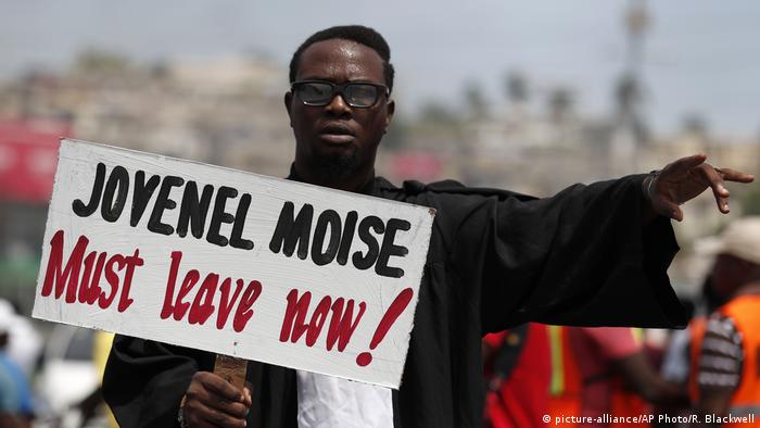 Haitian protester at a demonstration in Port-au-Prince in October 2019