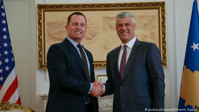 Kosovo Präsident Hashim Thaci trifft US-Botschafter Richard Grenell (picture-alliance/AP Photo/V. Kryeziu)