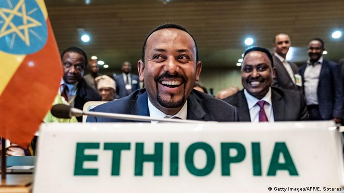 Ethiopia's Prime Minister Abiy Ahmed smiles