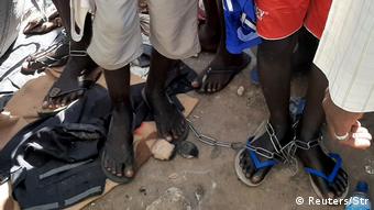 Chained feet of Islamic school students in Daura (Reuters/Str)
