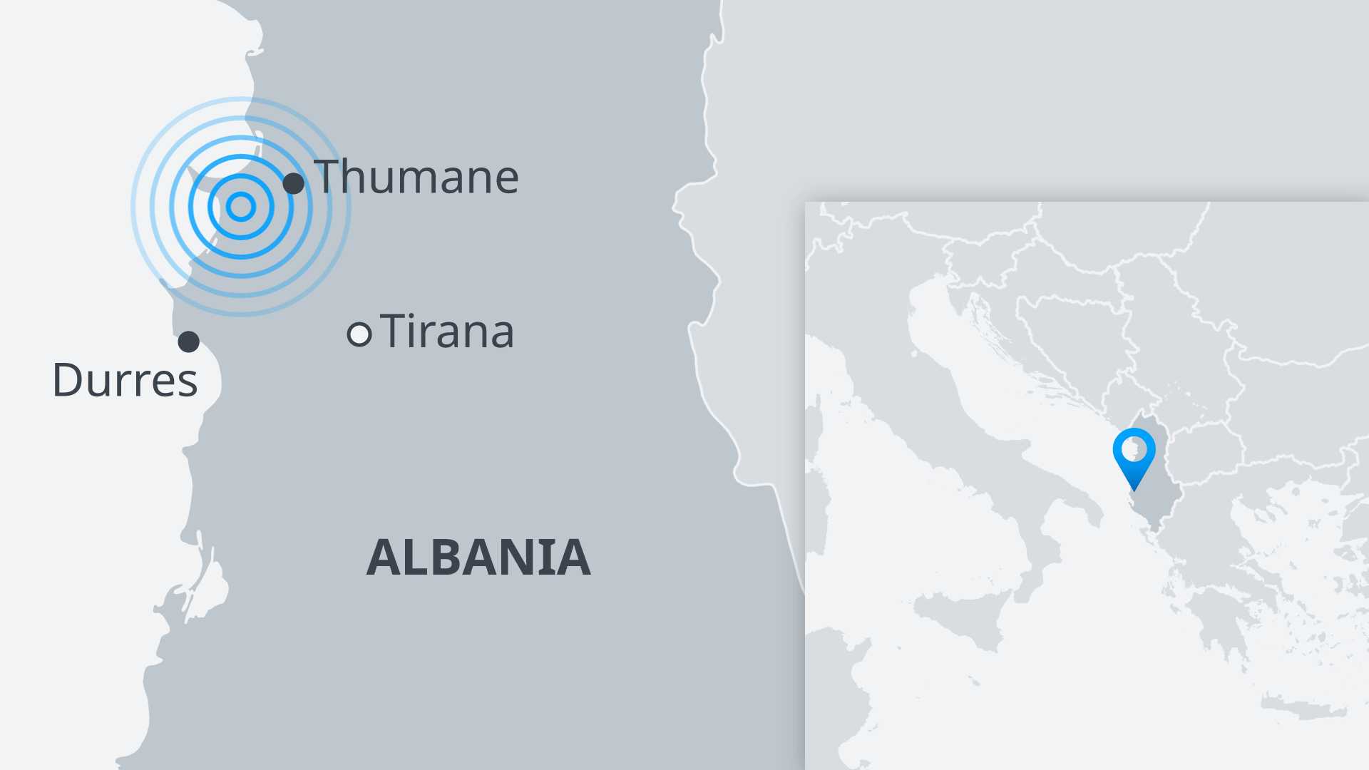 Infografik Karte Erdbeben in Albanien EN