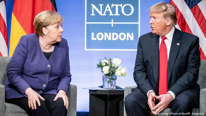 UK NATO Gipfel | Merkel und Trump (picture-alliance/dpa/M. Kappeler)
