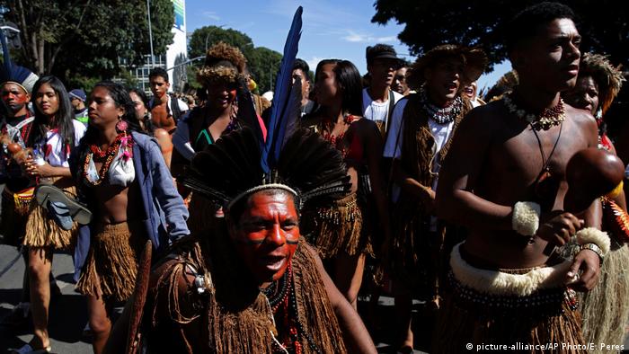 Indigenous activists protest in Brasilia, June 2019