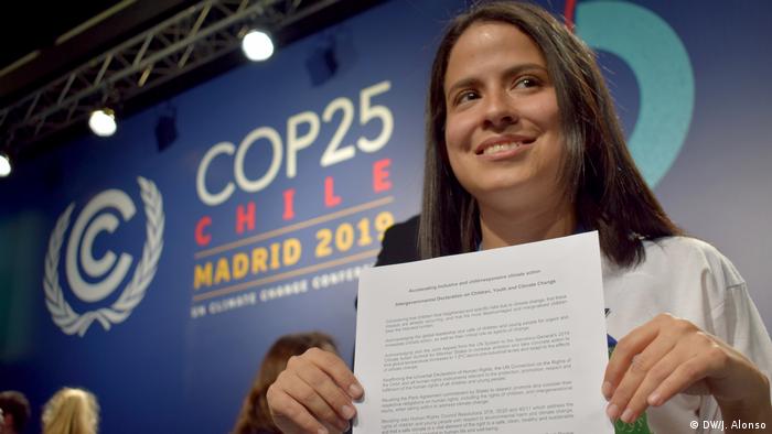 La activista costarricense Sara Cognuck participó en la Declaración sobre los Niños, Niñas, Jóvenes y la Acción Climática presentada en la COP25.