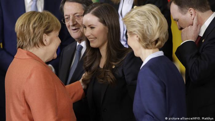 Германската канцлерка Ангела Меркел, министър-председателката на Финландия Сана Марин и председателката на ЕК Урсула фон дер Лайен