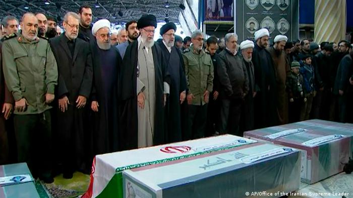 Iranian Supreme Leader Ayatollah Ali Khamenei led the prayers over the coffin of Solemaini