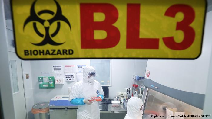 Researchers in biohazard suits test the coronavirus (picture-alliance/YONHAPNEWS AGENCY)