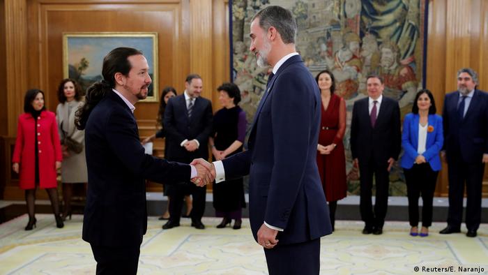 El rey Felipe VI con Pablo Iglesias, de Unidas Podemos. (13.01.2020).