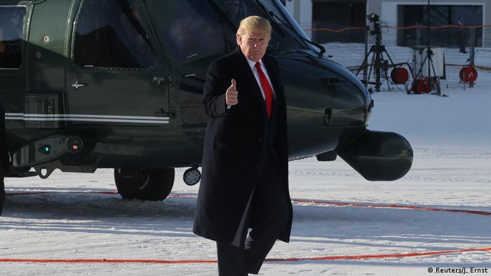 Donald Trump, a su arribo a Davos.