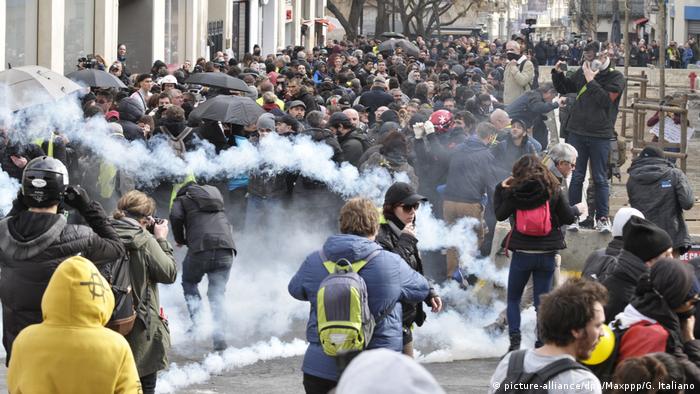 Montpellier Gelbwesten Protest Polizei