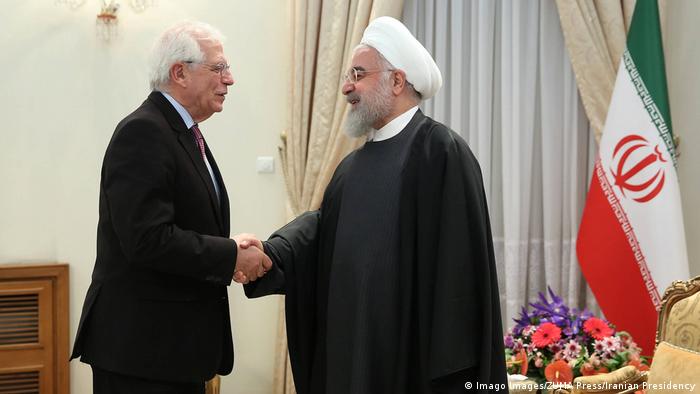 Avrupa Birliği Dış İlişkiler ve Güvenlik Politikaları Yüksek Temsilcisi Josep Borrell ve İran Cumhurbaşkanı Hasan Ruhani