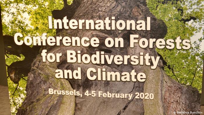 Plakat Konferenz Forest for Biodiversity and Climate in Brüssel (DW/Mirra Banchón)