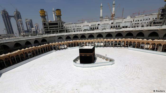 Kaaba at the Grand Mosque which is almost empty of worshippers (Reuters)
