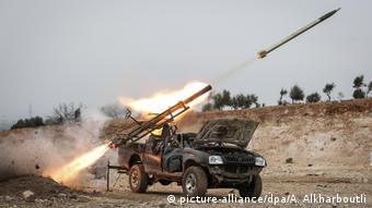 Выстрел с ракетной установки, принадлежащей сирийским правительственным войскам