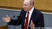 Russland, Moskau: Präsident Wladimir Putin spricht im Unterhaus zur Änderung der Verfassungsreform