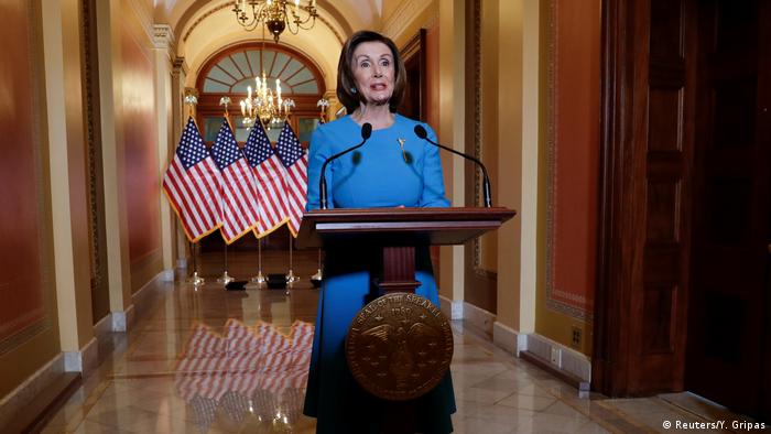 Wahsington: Sprecherin des US-Repräsentantenhauses Nancy Pelosi zu Corona (Reuters/Y. Gripas)