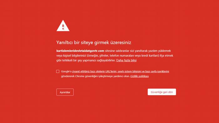 Türkei Cyberkriminalität Coronavirus Screenshot Fake-Website