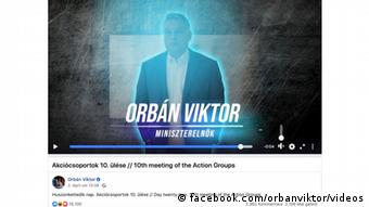 Facebook-Post von Viktor Orban, Ministerpräsident Ungarn (facebook.com/orbanviktor/videos)