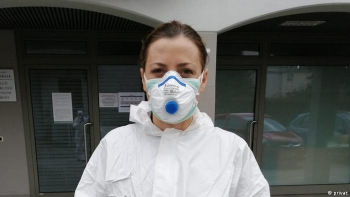 A doctor in Italy wearing protective gear
