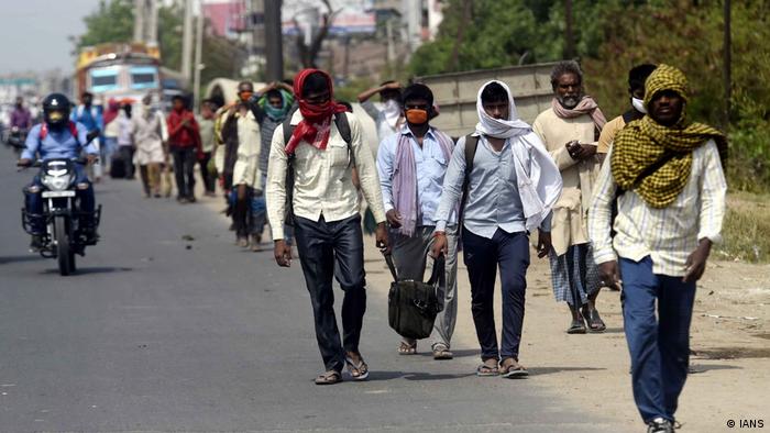 Many migrant workers have been walking home to their villages from major cities after losing their jobs following the nationwide lockdown