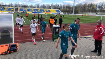 Игра национального чемпионата по футболу в Беларуси 