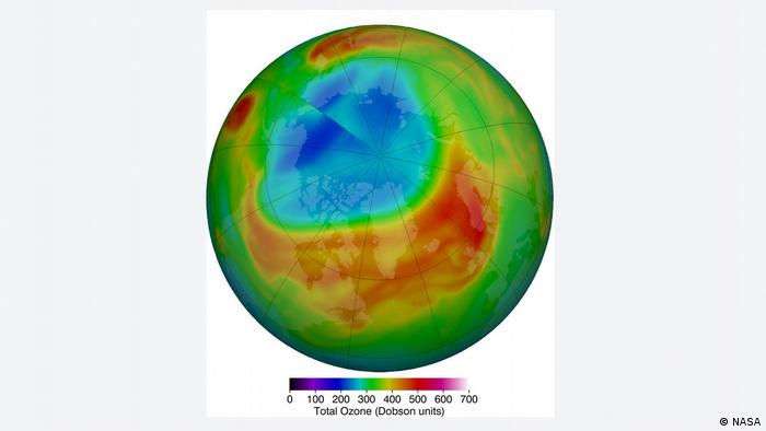 Ozone hole over the Arctic (NASA)