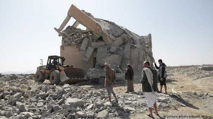 A destroyed prisoner camp in Yemen