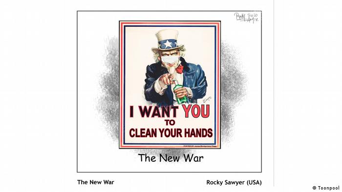 Cartoon mit dem Titel 'The New War' (von Rocky Sawyer aus den USA)