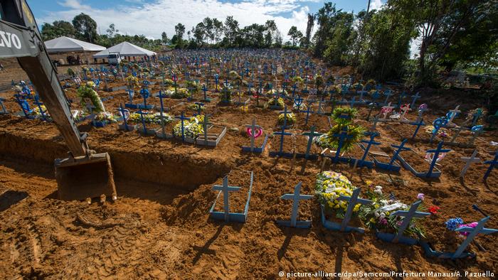 A mass grave with crosses in Manaus (picture-alliance/dpa/Semcom/Prefeitura Manaus/A. Pazuello)